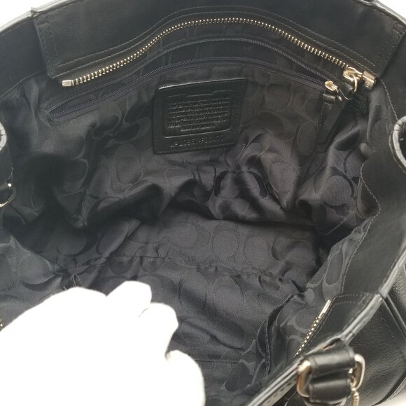 COACH HAMPTON Handbag, Black Leather Satchel tote - Picture 12 of 12